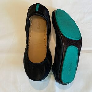 Tieks Black Ballet Flats with Teal Accents